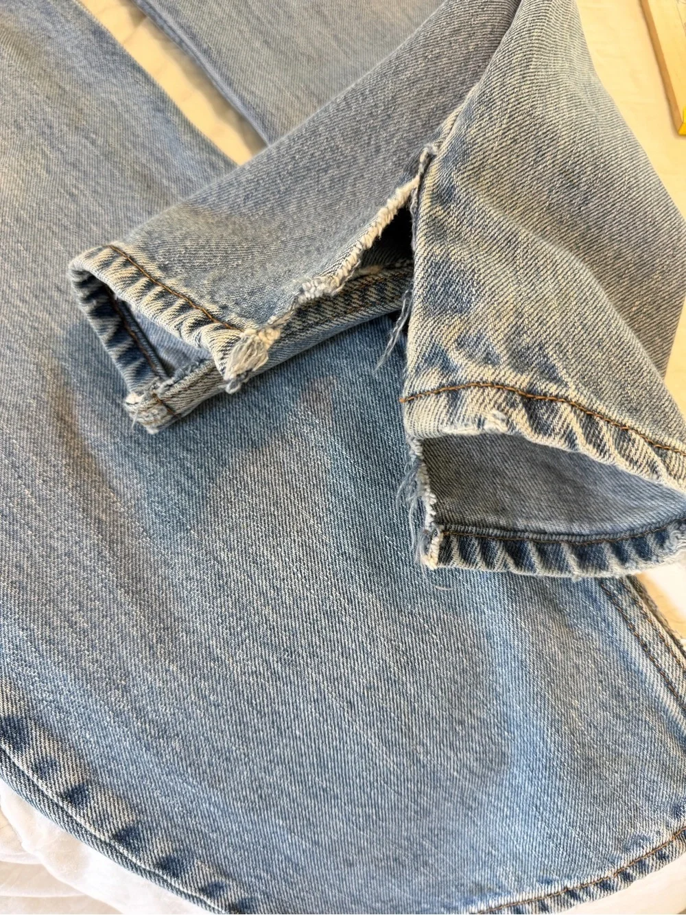 Levi’s 505 Regular Fit Jeans Light Wash Distressed Frayed Hem W38 L34 Vintage